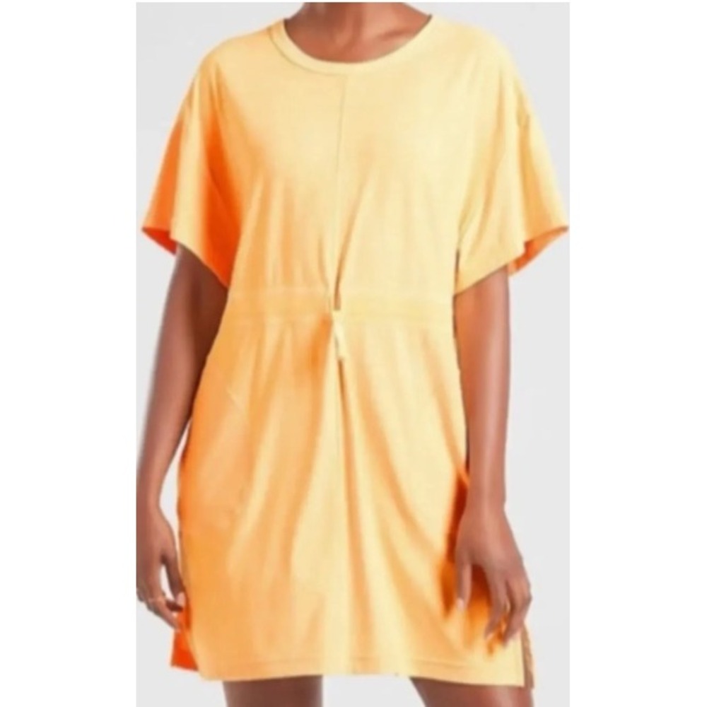 Athleta Womens Acapulo Orange Cross Current Activewear Dress Short Sleeve